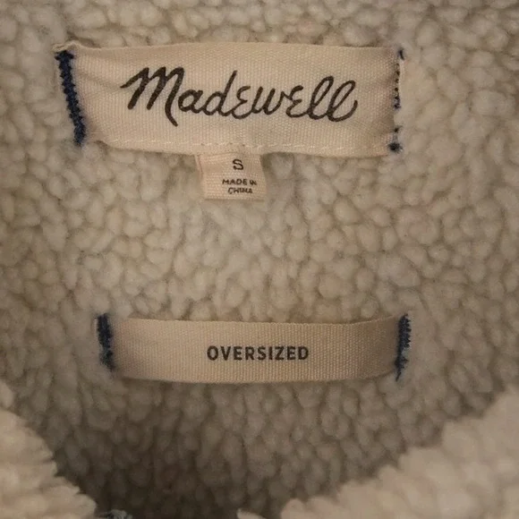 Madewell Western Women Sherpa Lined Denim Jacket Oversized Jean Trucker Coat S - Picture 8 of 11